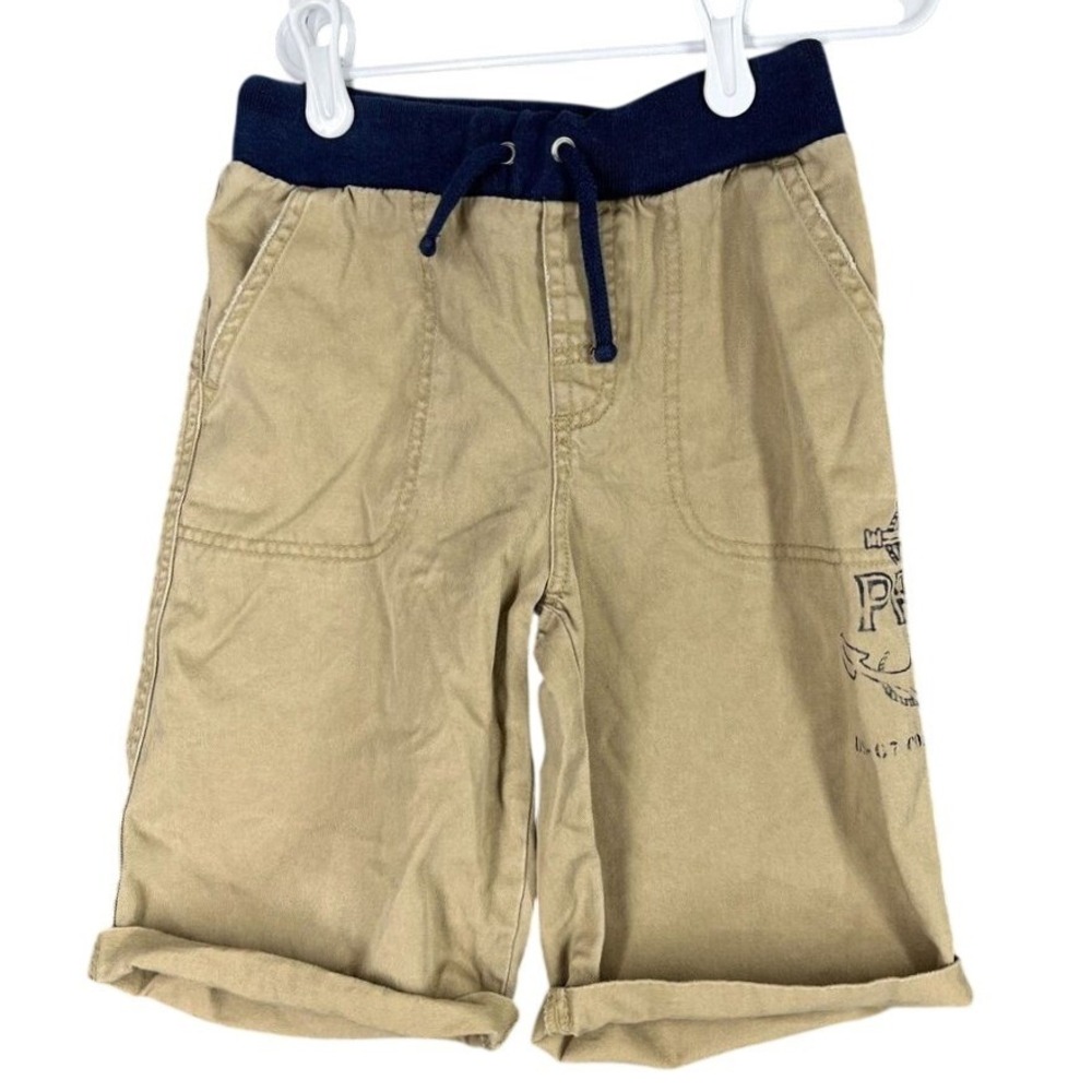 Polo Ralph Lauren Boys Khaki Shorts 7 Anchor Nautical Coastal US-67 Drawstring